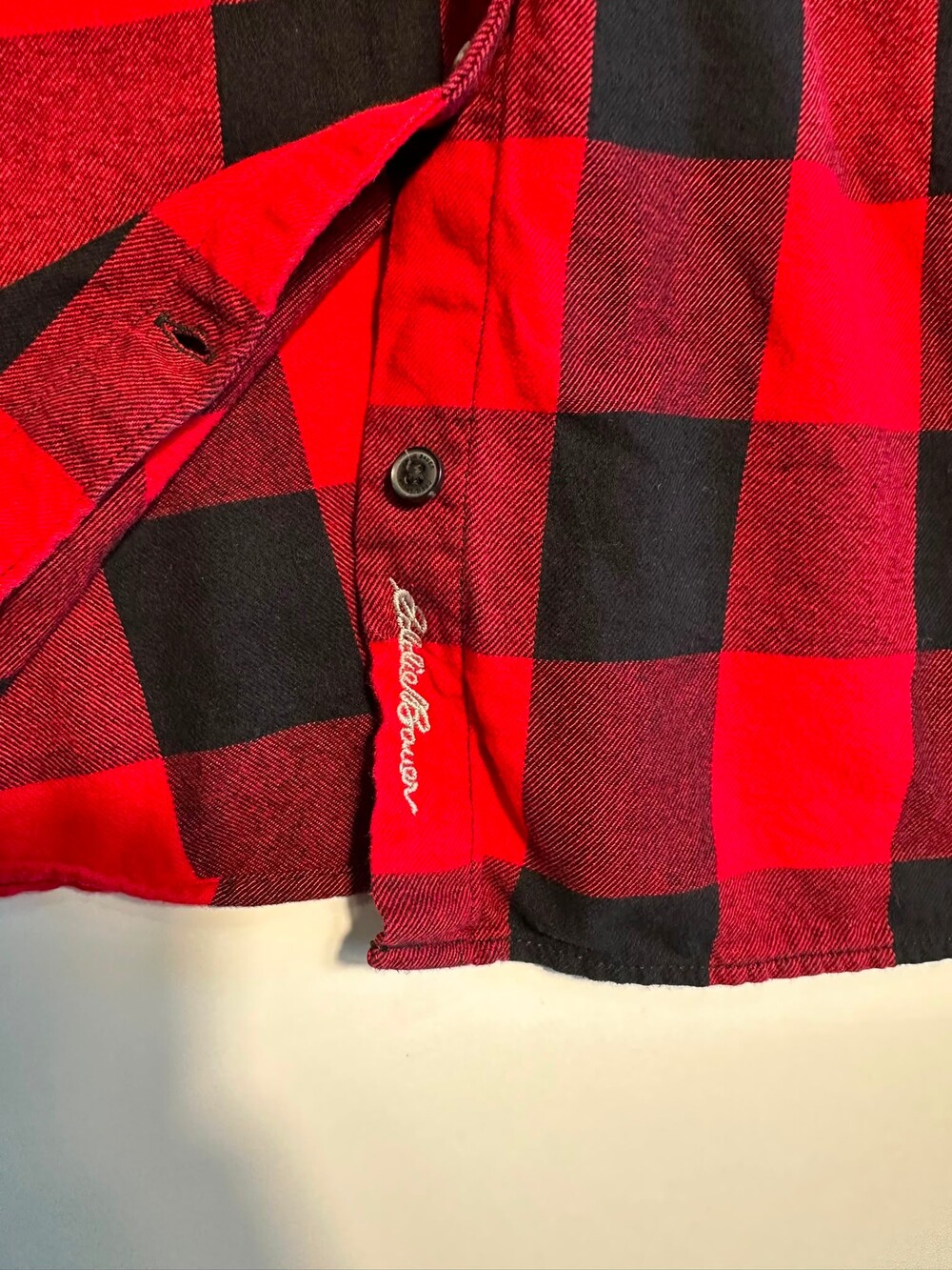 Eddie Bauer 3X Red Black Buffalo Plaid Flannel Shirt TENCEL Plus Size - Picture 4 of 8